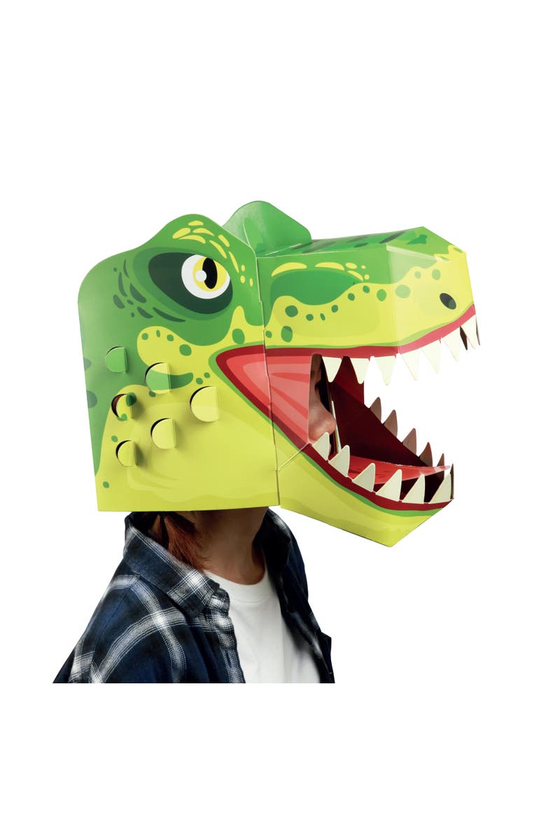 3D T-Rex Mask Craft for Kids (2 Pack), Easy Diy Activity for Creative Play & Dress-Up Fun, Alternate, color, Green