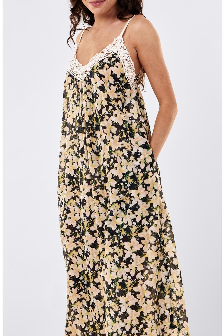 Serena Lace Trim Maxi Nightgown, Alternate, color, DEEP NAVY