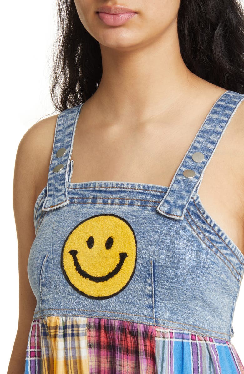 Dressed in Lala Mixed Media Plaid & Denim Sundress, Alternate, color, 