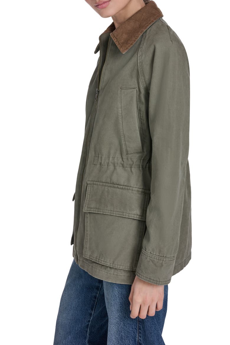 Cinched Barn Jacket, Alternate, color, OLIVE NIGHT