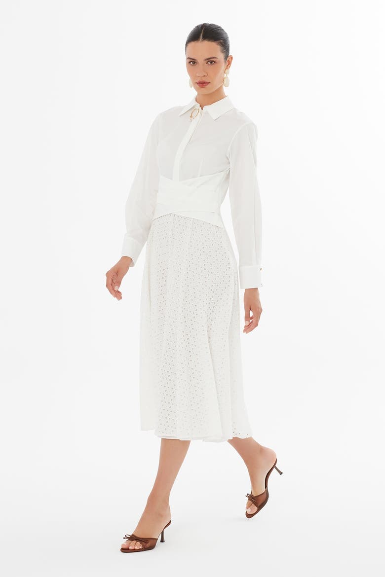 Ecru Collared Maxi Dress, Alternate, color, Ivory