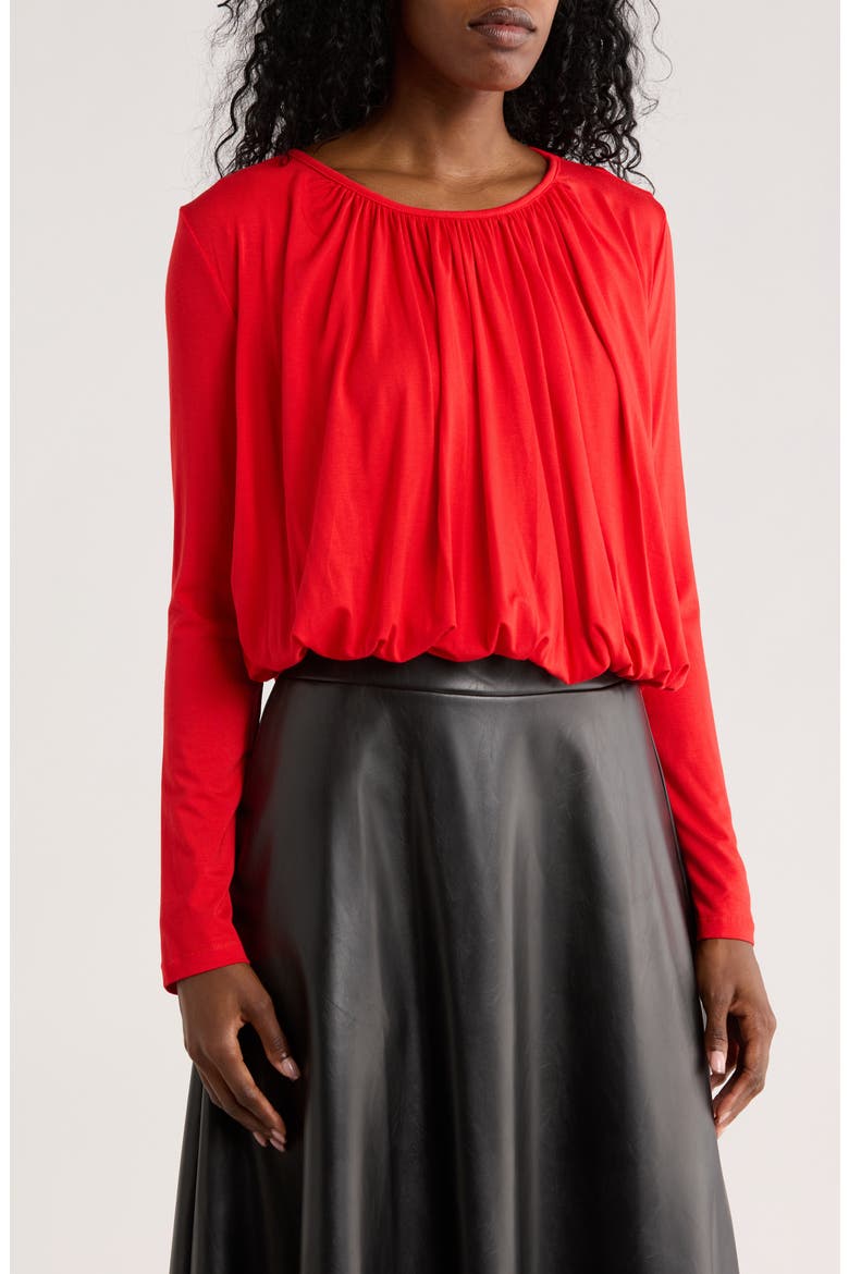 Ruched Neck Top, Main, color, RED