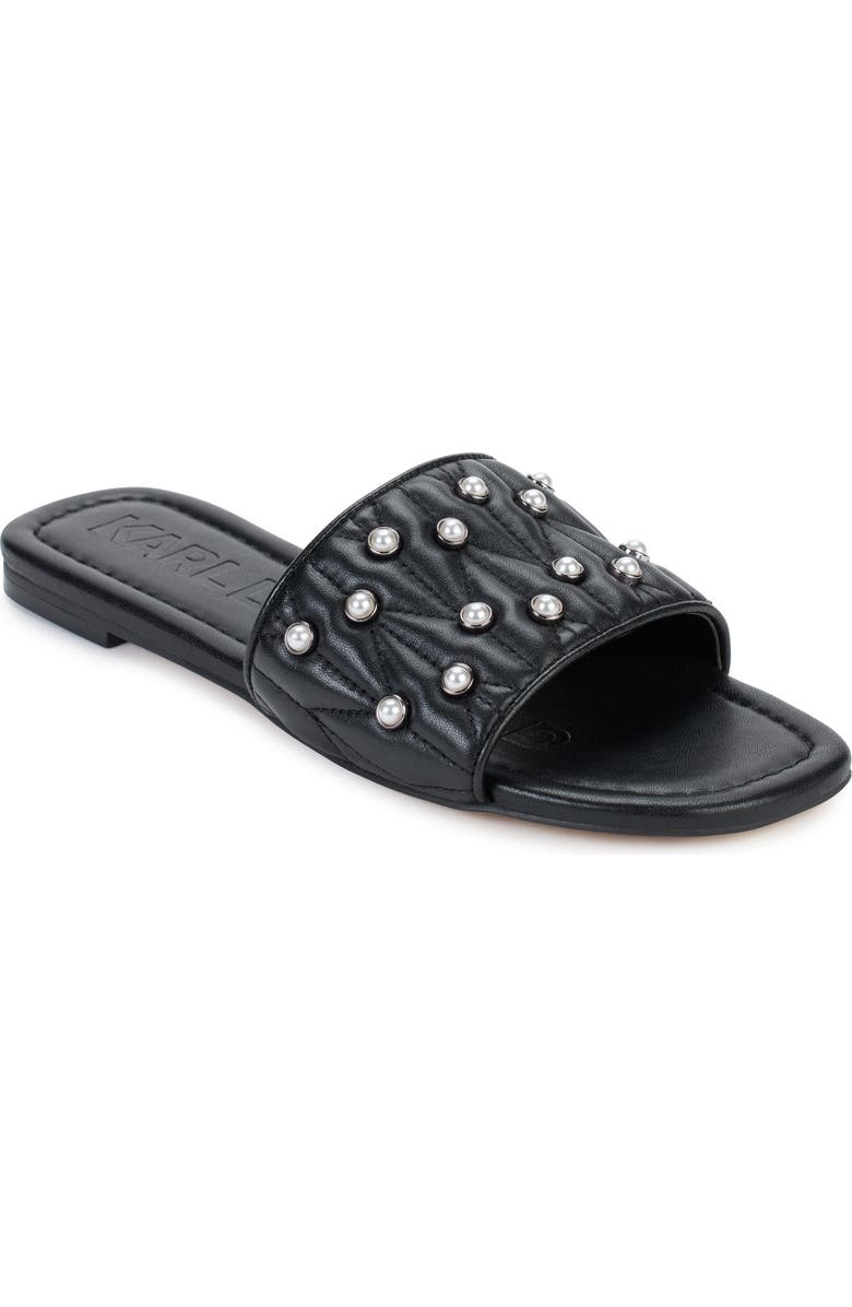 KARL LAGERFELD PARIS Madyson Imitation Pearl Slide Sandal, Main, color,