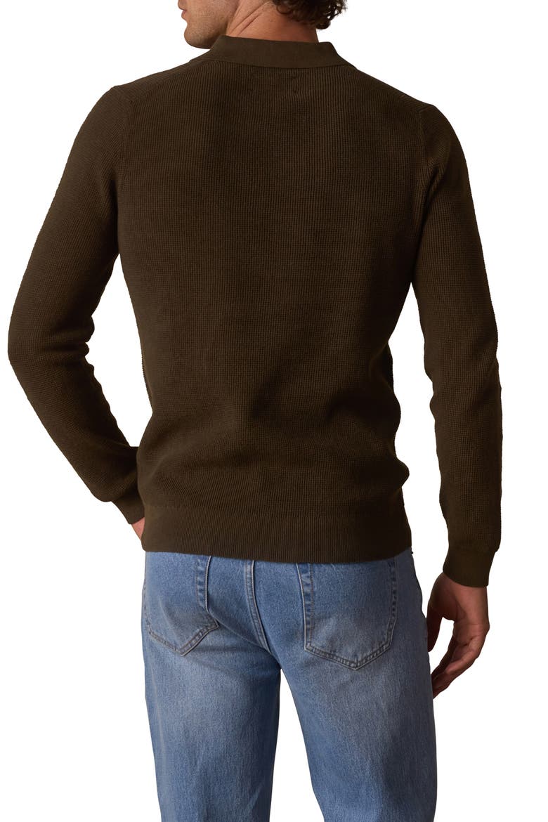 Robles Long Sleeve Waffle Cotton Polo Sweater, Alternate, color, ALPINE