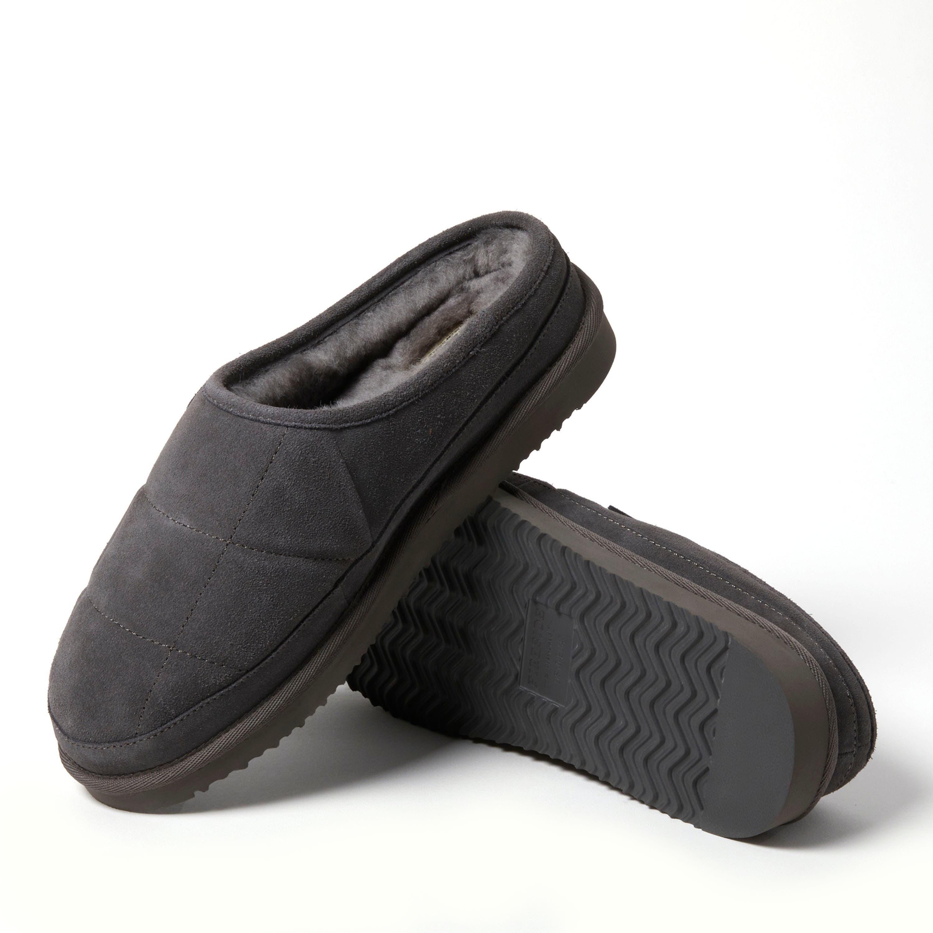DEARFOAMS Fireside Grafton Quilted Genuine Shearling Clog Slipper, Alternate, color, Grey