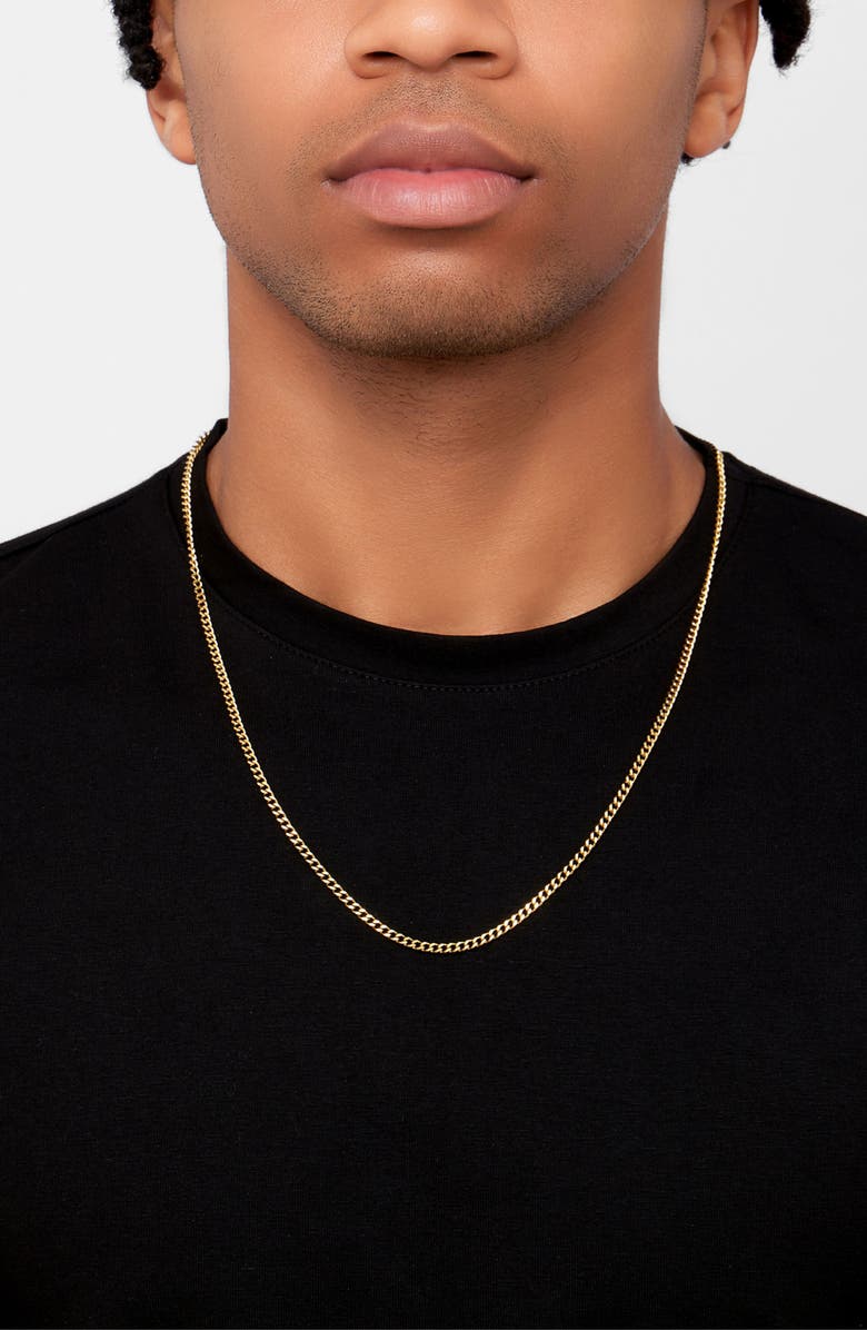 Adornia Men's Set of 2 Water Resistant Curb Chain Necklaces, Alternate, color, Gold