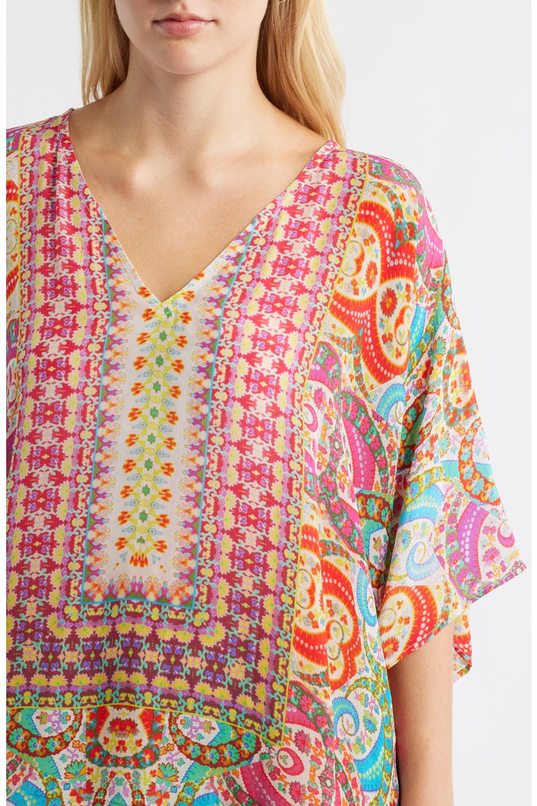 Print Midi Caftan, Alternate, color, ORANGE/ BLUE MULTI