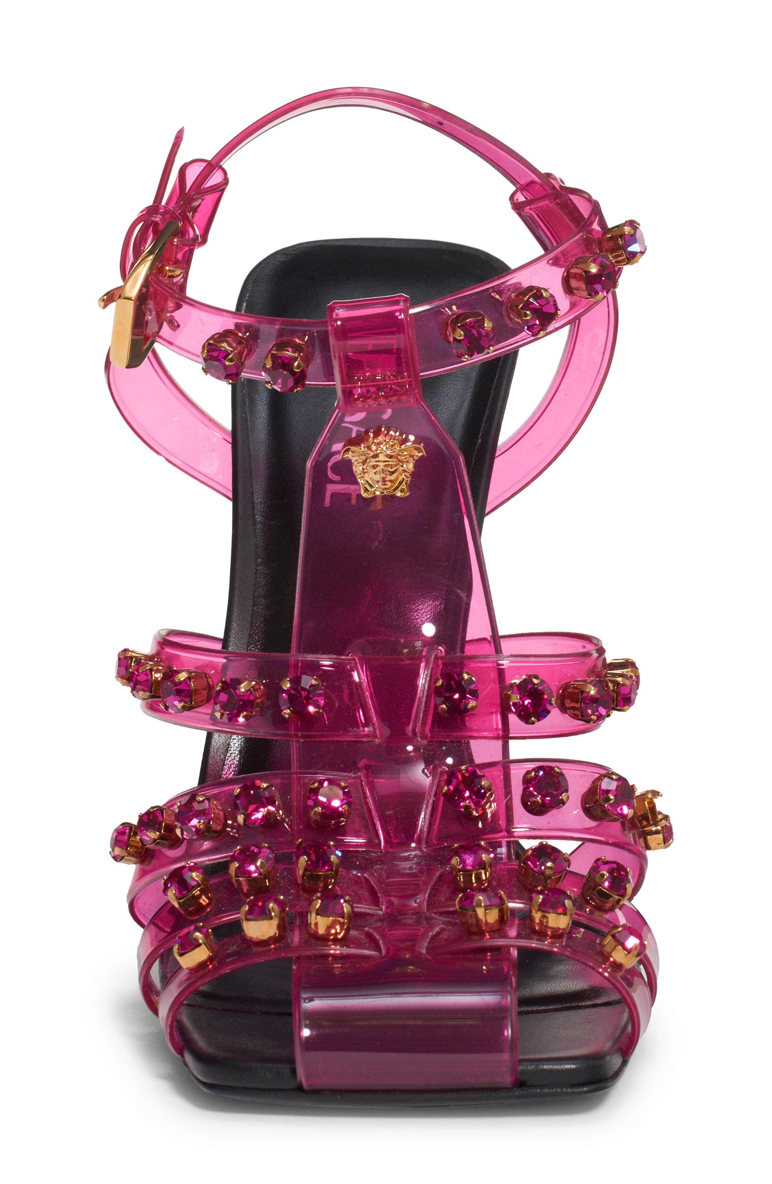 Versace Crystal Embellished Jelly Fisherman Sandal, Alternate, color, 