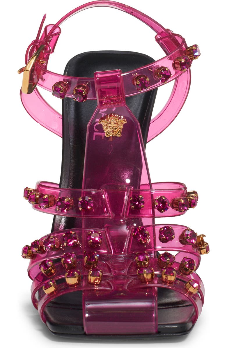 Versace Crystal Embellished Jelly Fisherman Sandal, Alternate, color,