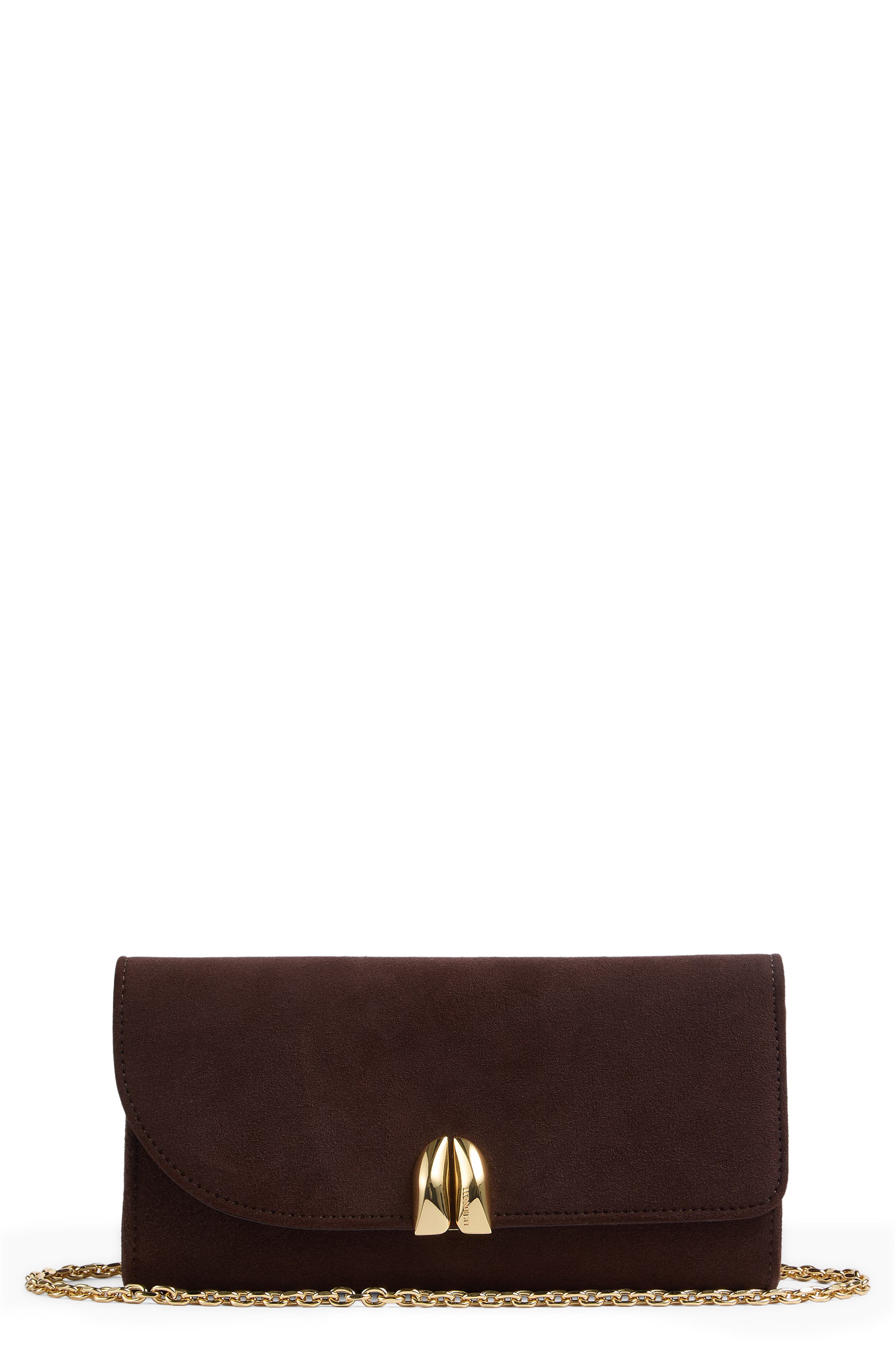 LK Bennett Florence Curve Flap Leather Clutch