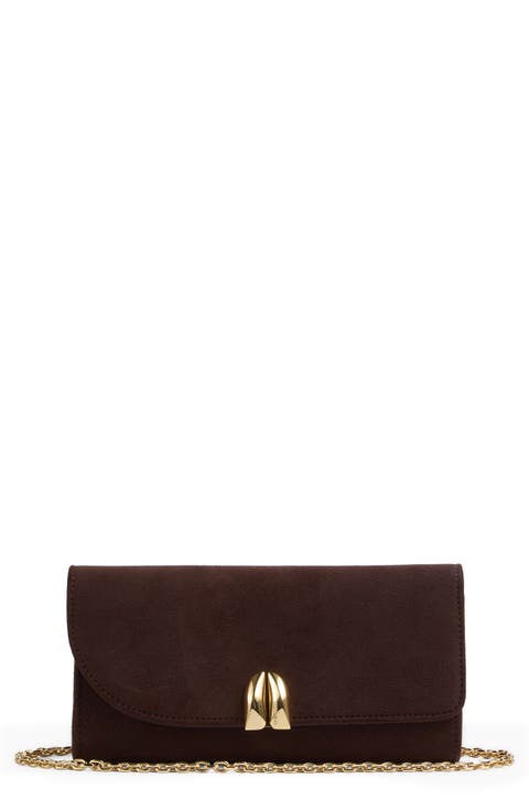 Florence Curve Flap Leather Clutch