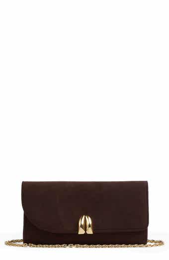 LK Bennett Florence Curve Flap Leather Clutch