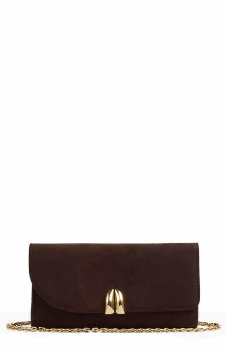 LK Bennett Florence Curve Flap Leather Clutch