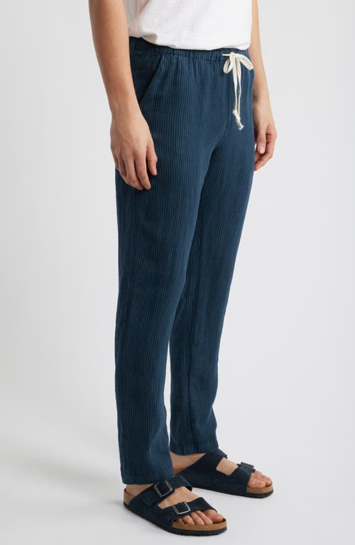 Alex Crane Bo Linen Regular Fit Drawstring Pants In Overdye Dusk
