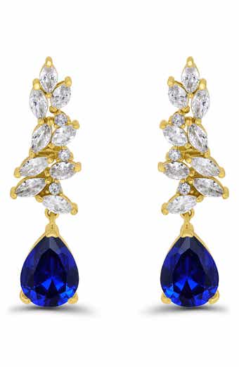 Christian Siriano Pear Cubic Zirconia Cluster Drop Earrings