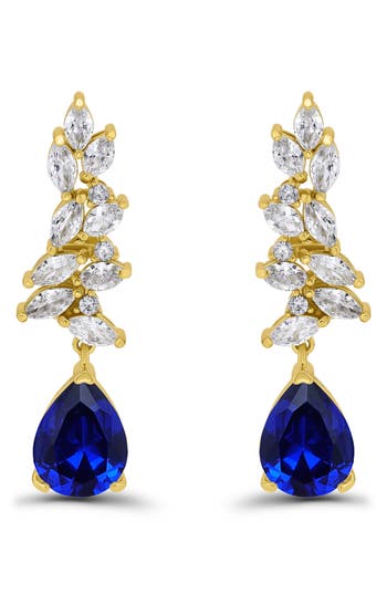 Christian Siriano Pear Cubic Zirconia Cluster Drop Earrings In Multi