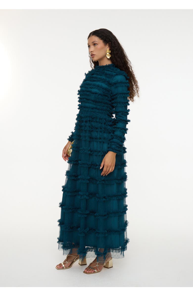 MARYISA Modest Ruffle Dress Maxi With Flowey bottom, Alternate, color,
