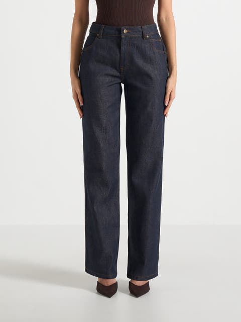 Florence Denim High Rise Straight Leg Jeans