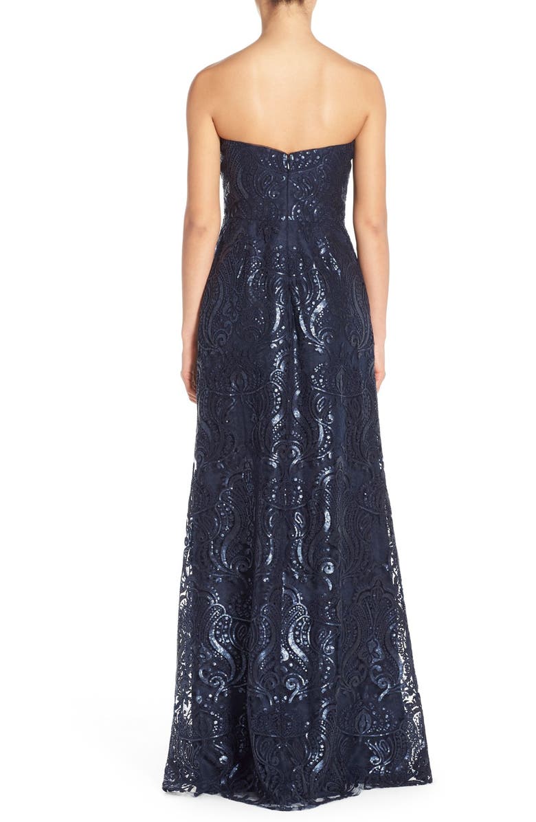 Jenny Yoo Sadie Sequin Lace Strapless A-Line Gown, Alternate, color, 