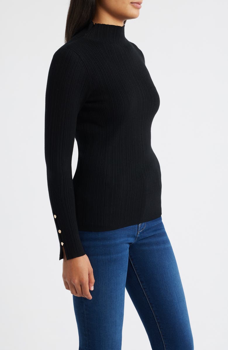 MARGARET O'LEARY Phoebe Mock Neck Rib Sweater, Alternate, color, Black