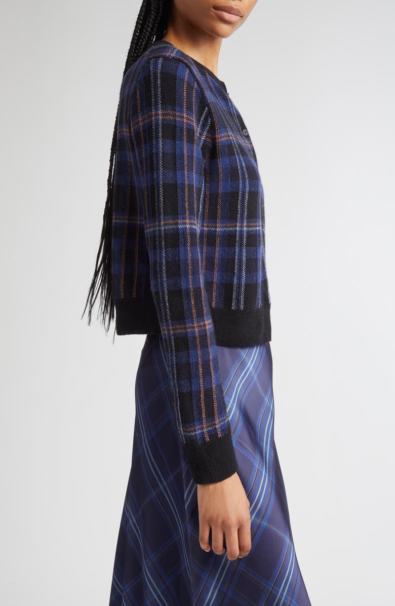 Vince Intarsia Plaid Wool & Cashmere Cardigan, Alternate, color, Caspian Combo