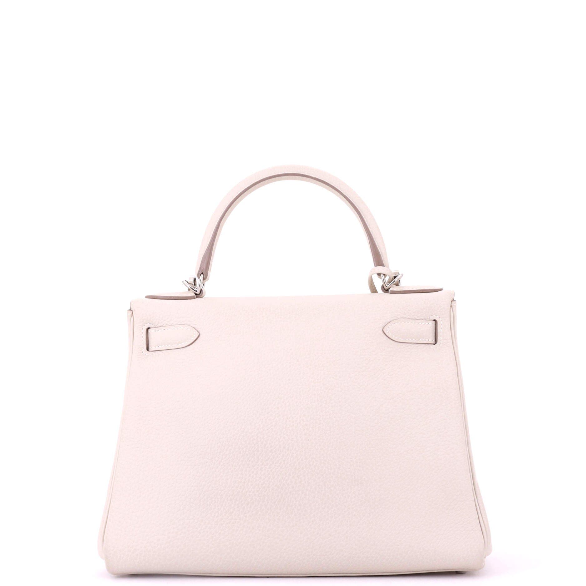 Pre-Owned Hermes Kelly Handbag Light Togo with Palladium Hardware 28, Alternate, color, Craie