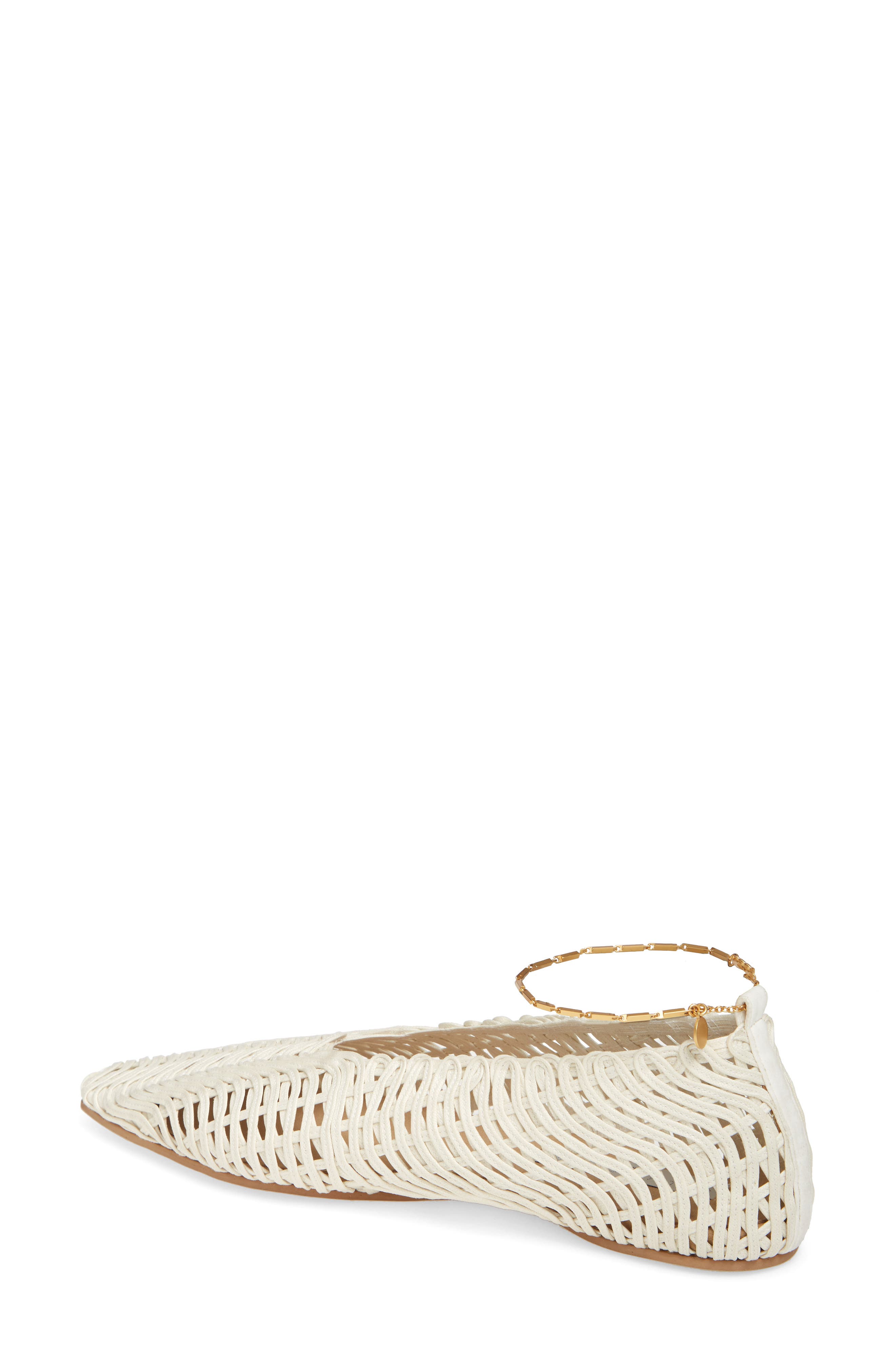 Stella McCartney Wicker Ballet Flat with Ankle Bracelet, Alternate, color, 