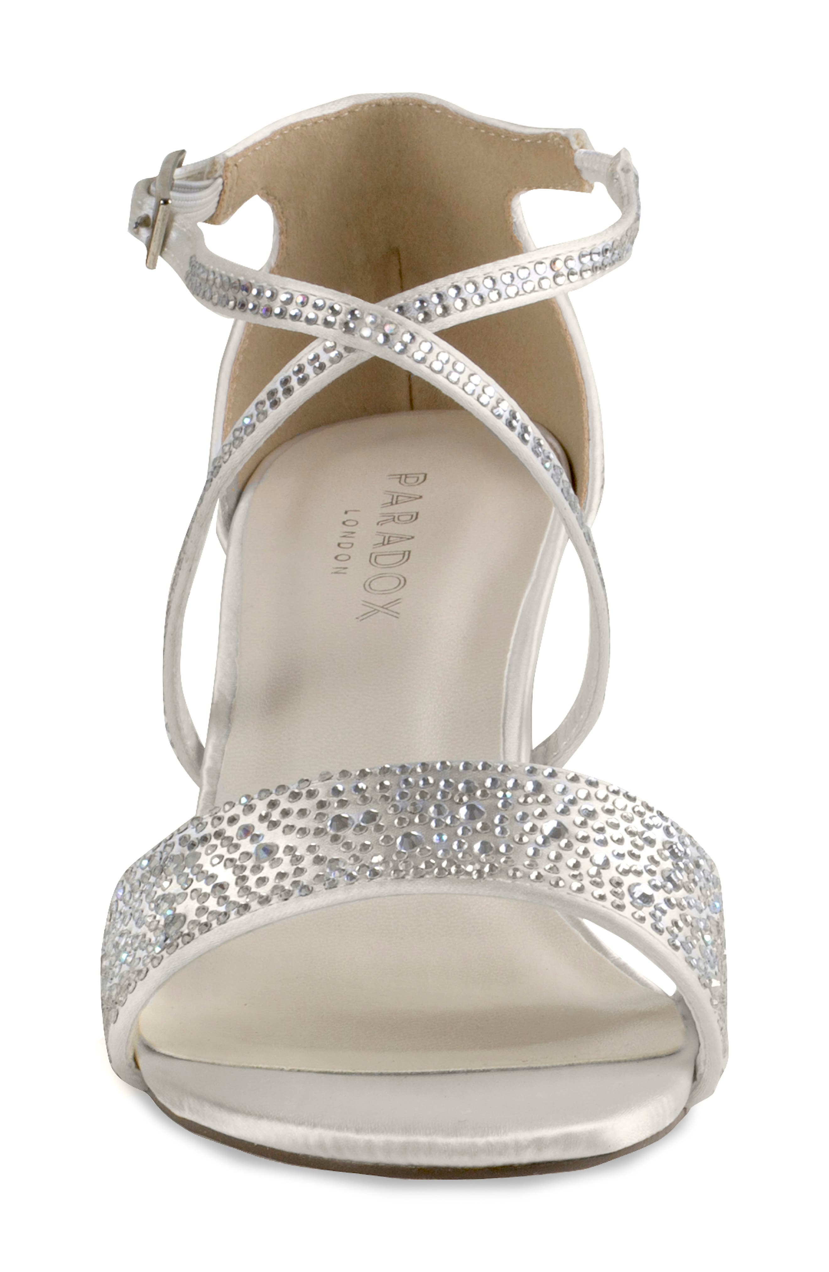 Ines Satin Embellished Sandal, Alternate, color, IVORY