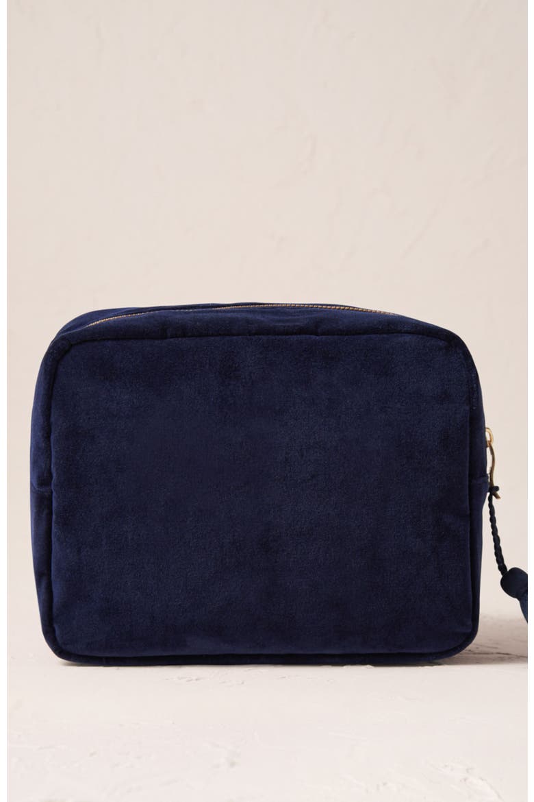 Celestial Velvet Wash Bag, Alternate, color, Navy