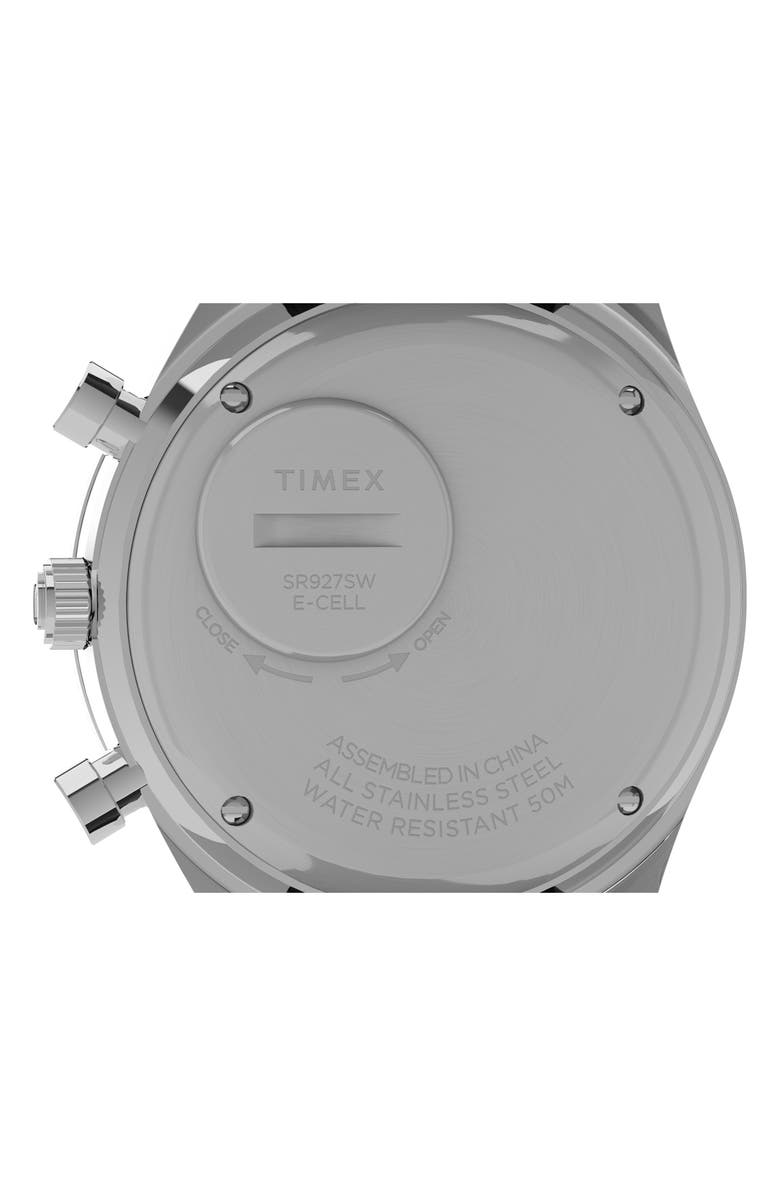 Timex<sup>®</sup> Q Timex Chronograph Leather Strap Watch, 40mm, Alternate, color, Silver/ Black/ Black