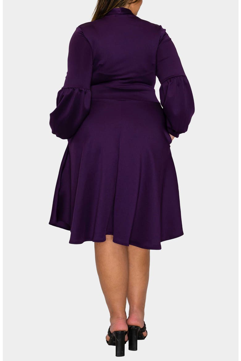 Bekah Long Sleeve Fit & Flare Dress, Alternate, color, DARK EGGPLANT