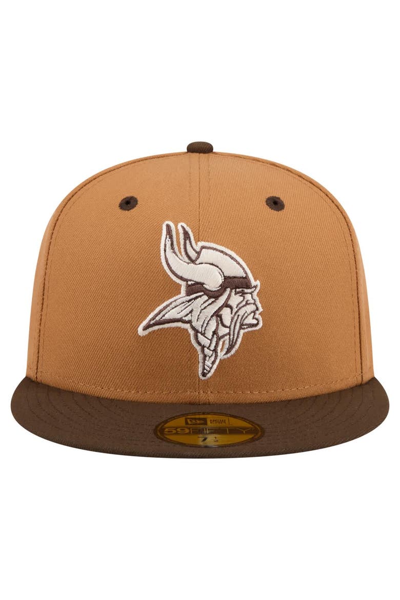 Men's New Era  Light Brown/Dark Brown Minnesota Vikings Two-Tone Walnut 59FIFTY Fitted Hat, Alternate, color, Light Brown