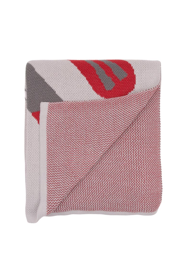 Ski Pattern Indoor and Outdoor Knit Throw Blanket, Alternate, color, Red