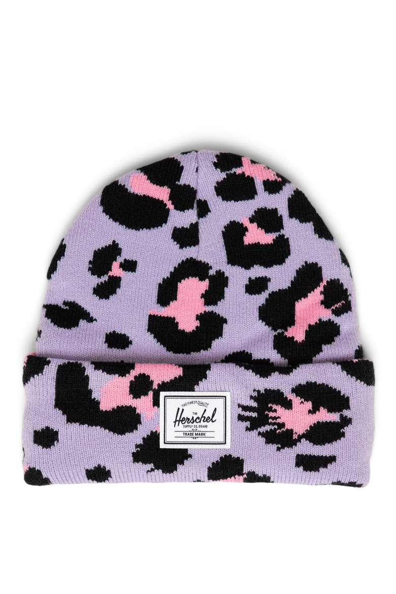 Kids' Elmer Beanie, Main, color, SCRIBBLE LEOPARD SACHET PINK