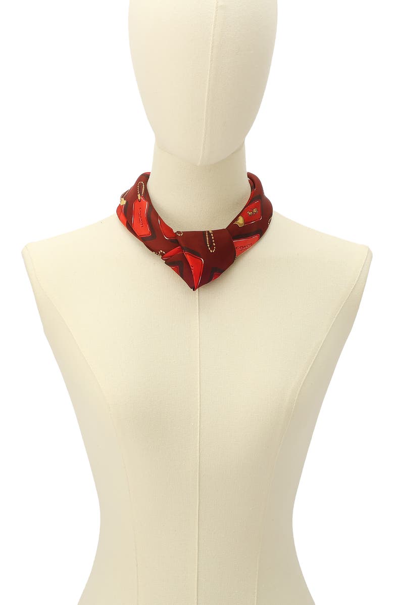 COACH Horse & Carriage Hangtag Print Silk Square Scarf, Alternate, color, True Red/ Multi