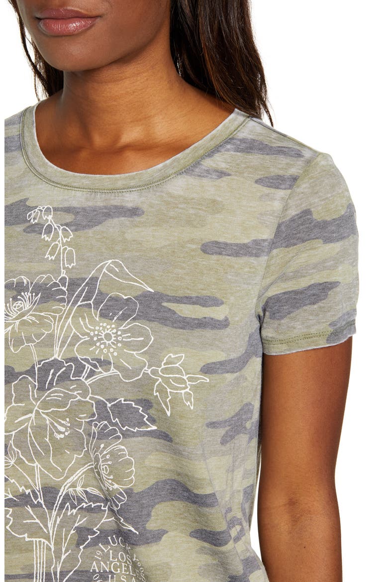 Flower Logo Camo Tee, Alternate, color, GREEN MULTI