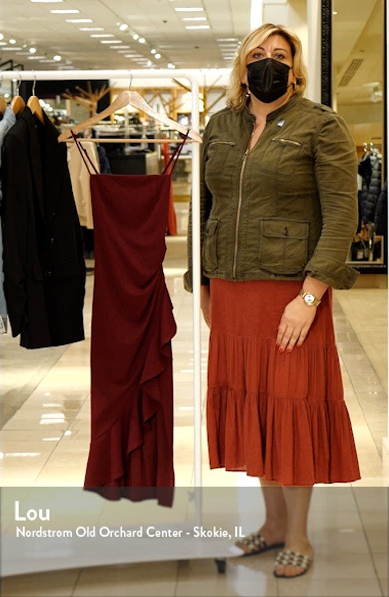 Square Neck Side Ruffle Midi Dress, sales video thumbnail