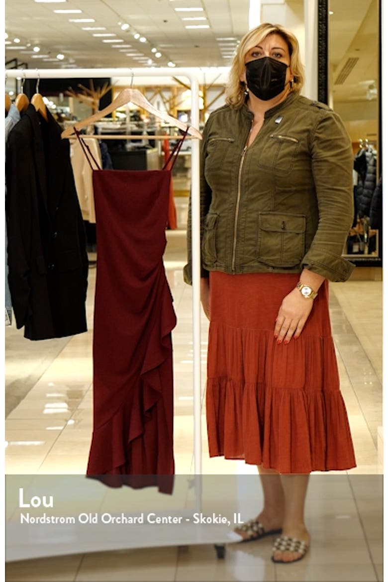 Square Neck Side Ruffle Midi Dress video