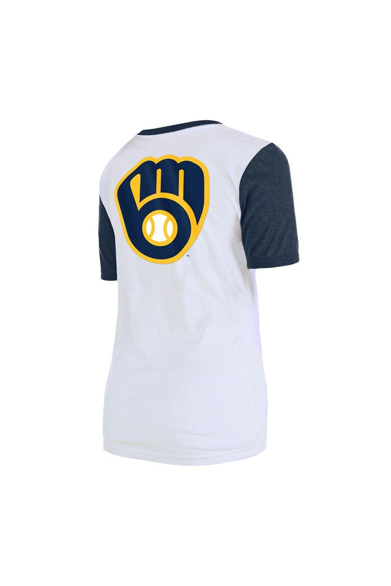 Women's New Era White Milwaukee Brewers Colorblock T-Shirt, Alternate, color, White