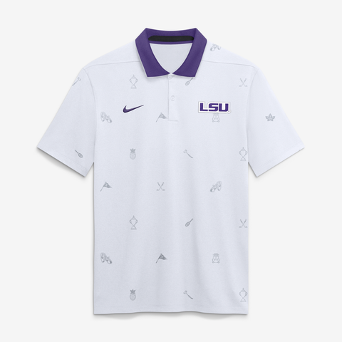 Men's Nike White LSU Tigers Vapor Pattern Dri-FIT Polo
