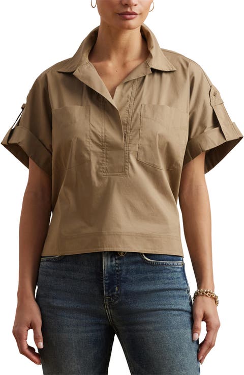 Cotton Blend Camp Shirt