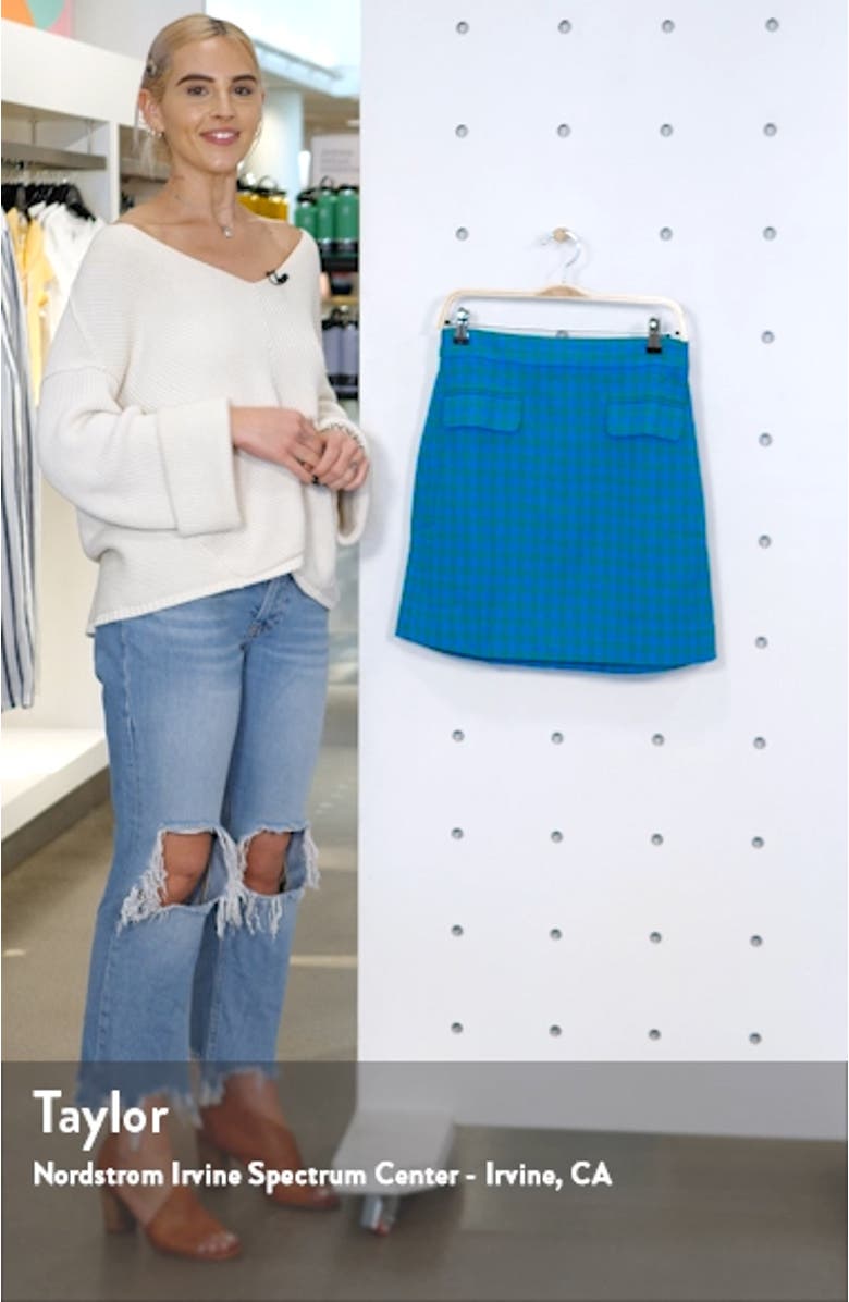 Colorful Gingham Front Flap Pocket Skirt, sales video thumbnail