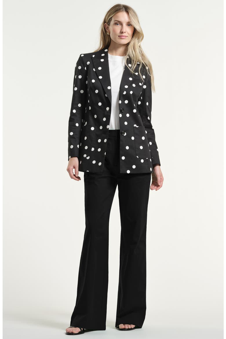 Cotton Sateen Blazer, Alternate, color, BLACK WHITE DOT