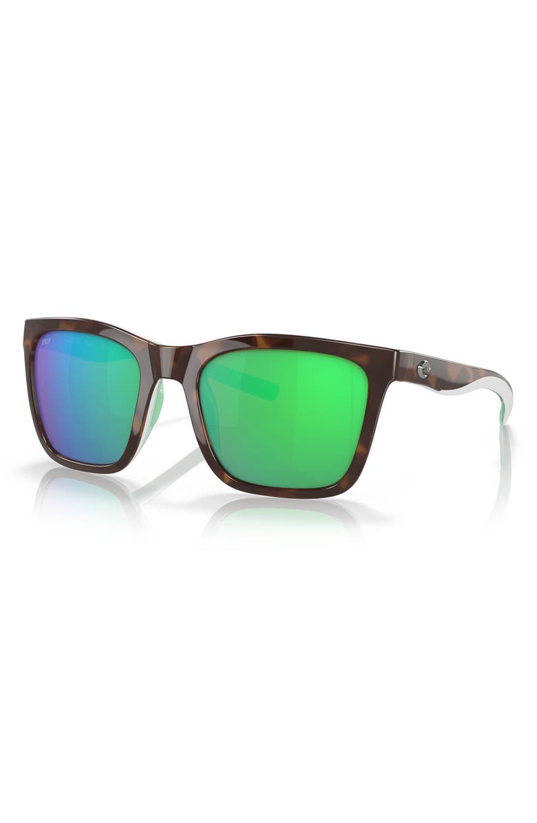 Costa Del Mar Panga 56mm Polarized Square Sunglasses, Alternate, color, Green Mirror
