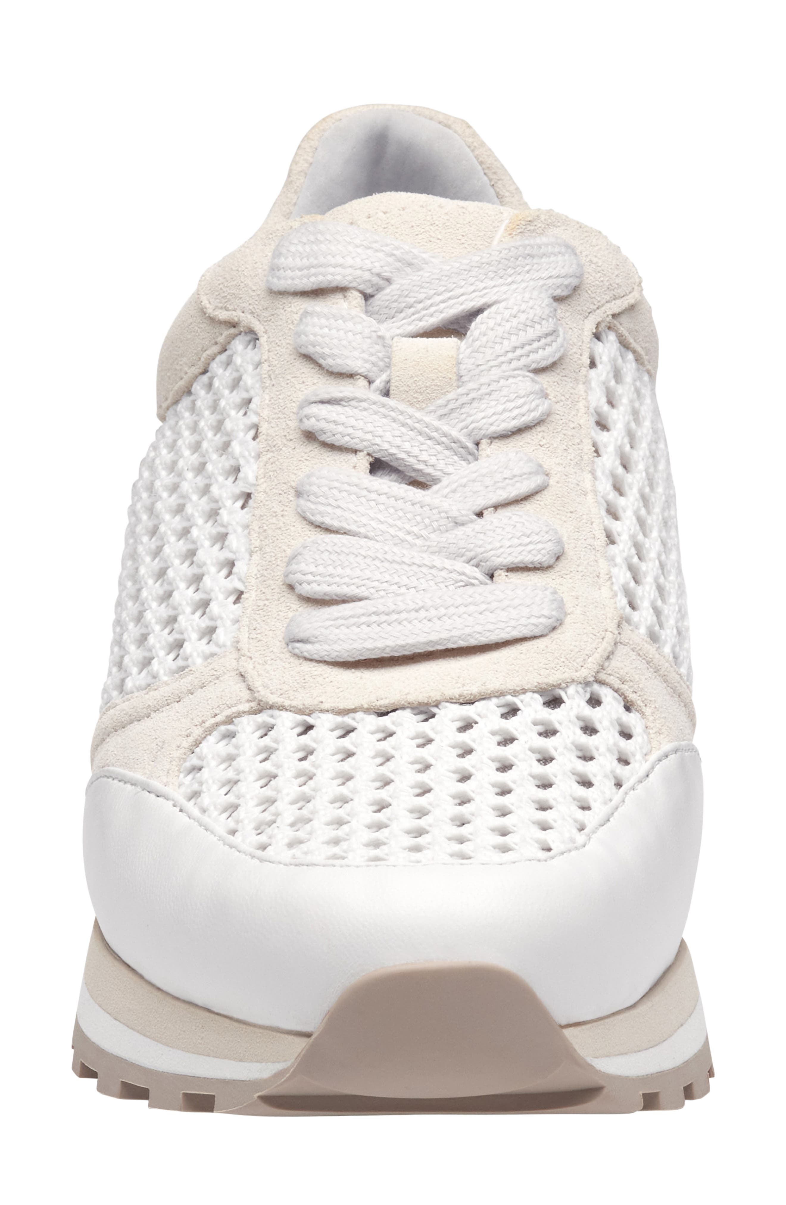 Johnston & Murphy Piper Knit Panel Sneaker, Alternate, color, White Suede/Crochet