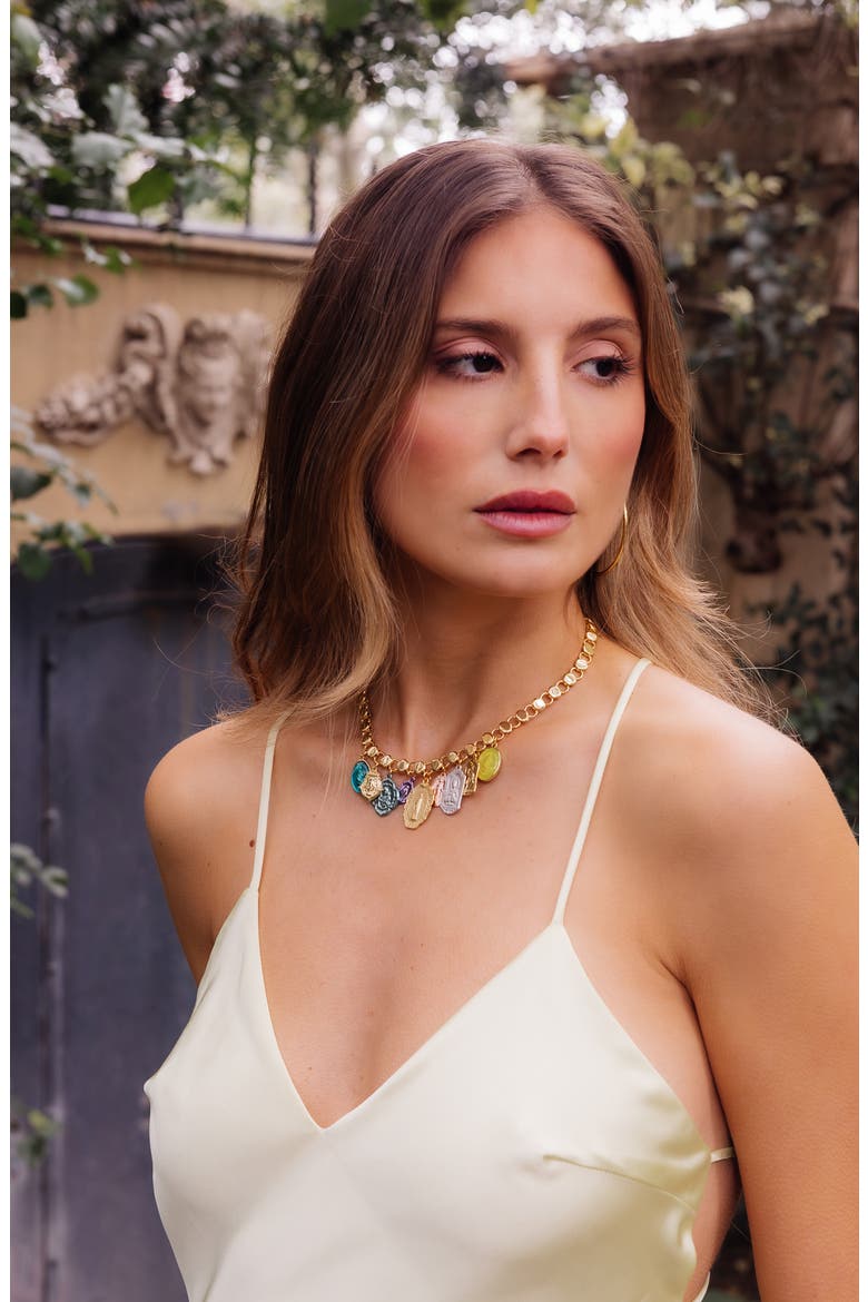 Gilded Icon Charm Necklace, Alternate, color, GOLD