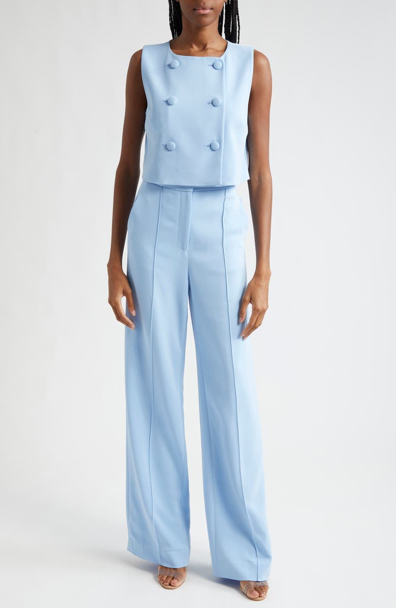 Veronica Beard Drexley Boxy Sleeveless Button-Up Top, Alternate, color, Blue Sky