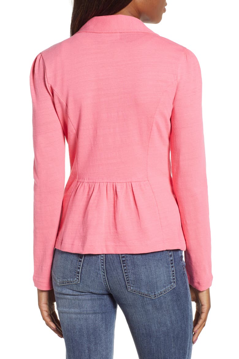 Knit One-Button Blazer, Alternate, color, PINK LEMONADE