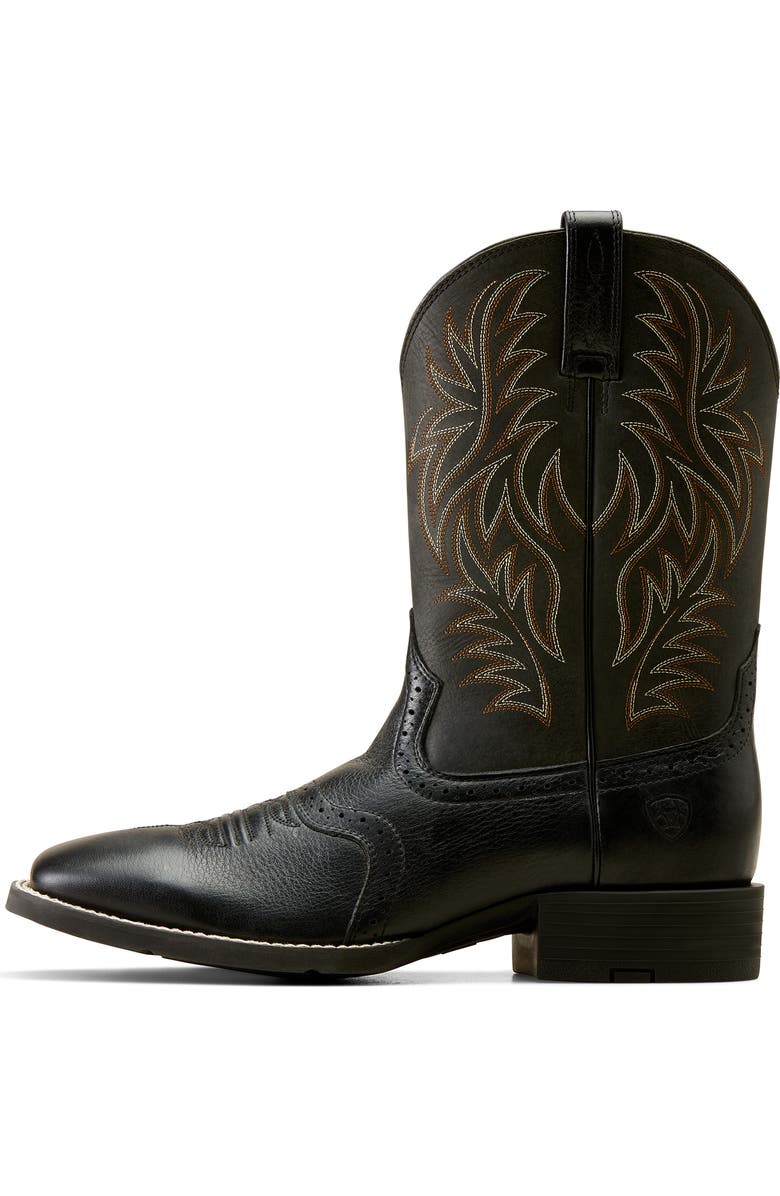 Ariat Sport Wide Square Toe Cowboy Boot, Alternate, color, Black Deertan/ Black