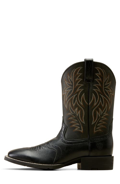 Ariat Sport Wide Square Toe Cowboy Boot In Black